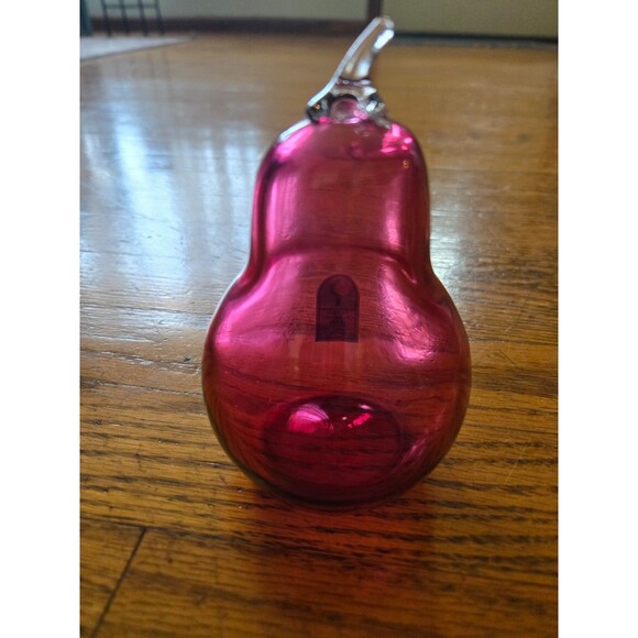 Pilgrim Other - Vtg Pilgrim Cranberry Glass Pear Paperweight Handmade in USA
